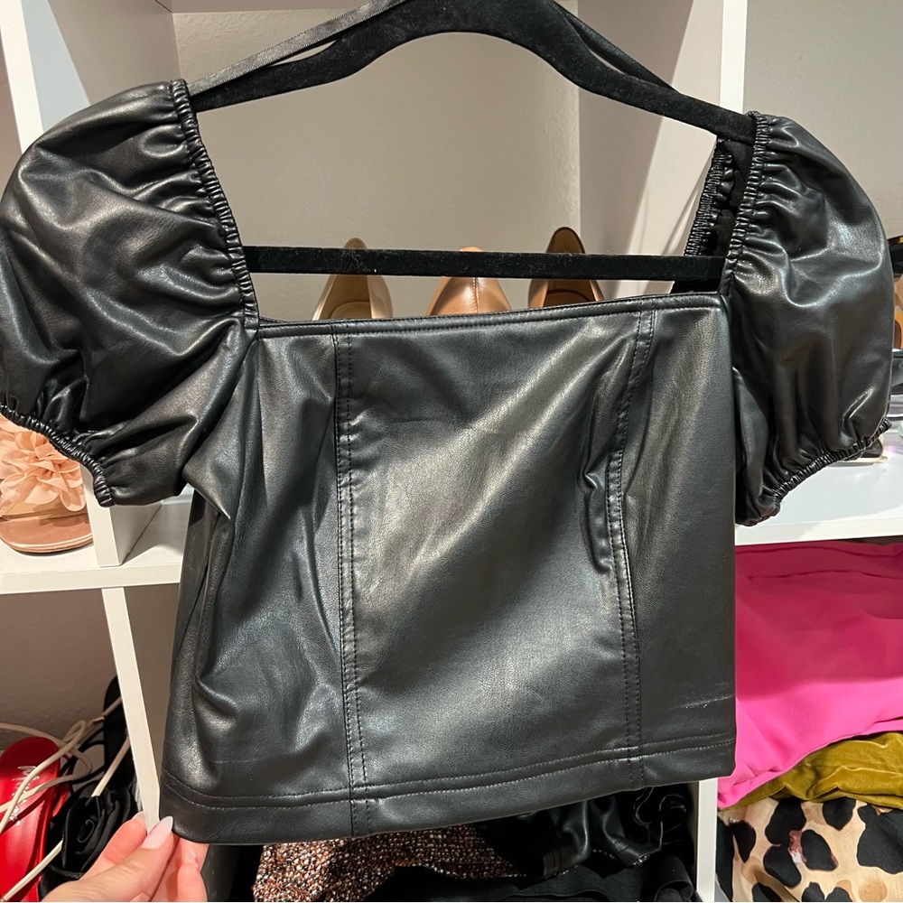 7 for All Mankind Faux Leather crop top